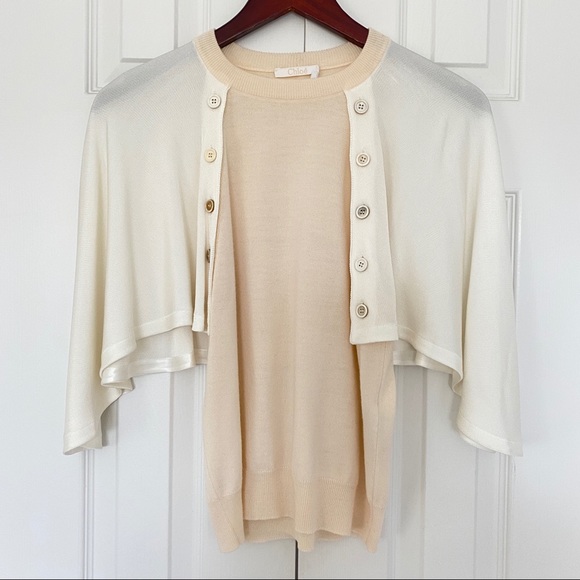 Chloe Ivory Cape-effect Jersey And Wool Top - Picture 5 of 12